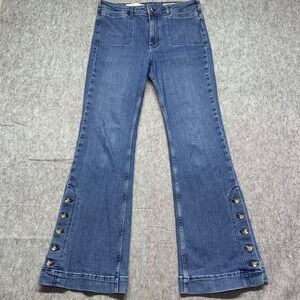 Pilcro and the Letterpress Anthropologie High-Rise Bootcut Button Hem  - Size 30